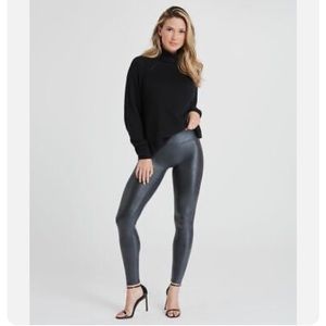 Spanx Faux Leather Croc Leggings in Gunmetal